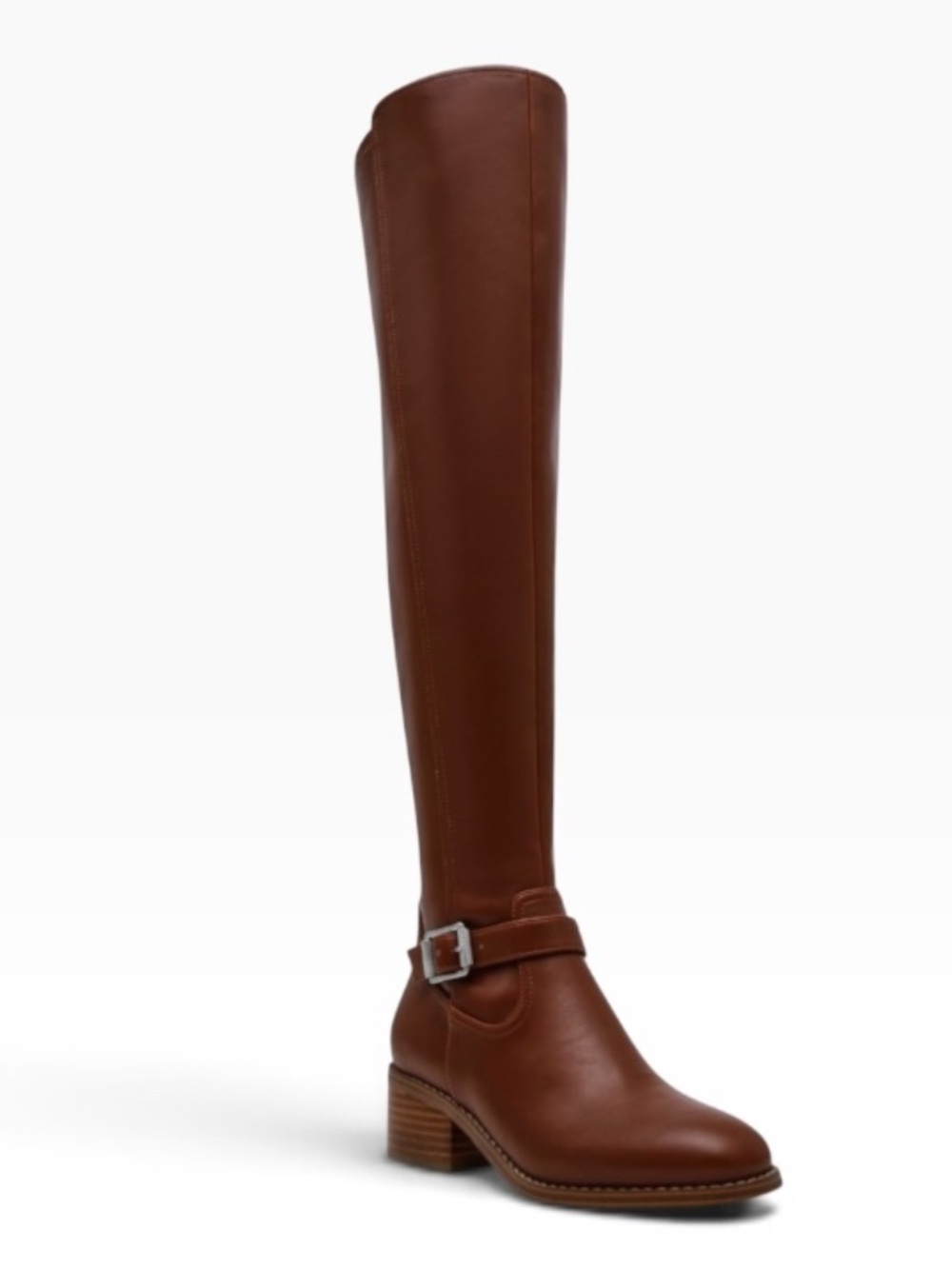 DV Dolce Vita Women's Elyse Over-the-Knee Buckle Block Heel Boot, Brown Size 6.5